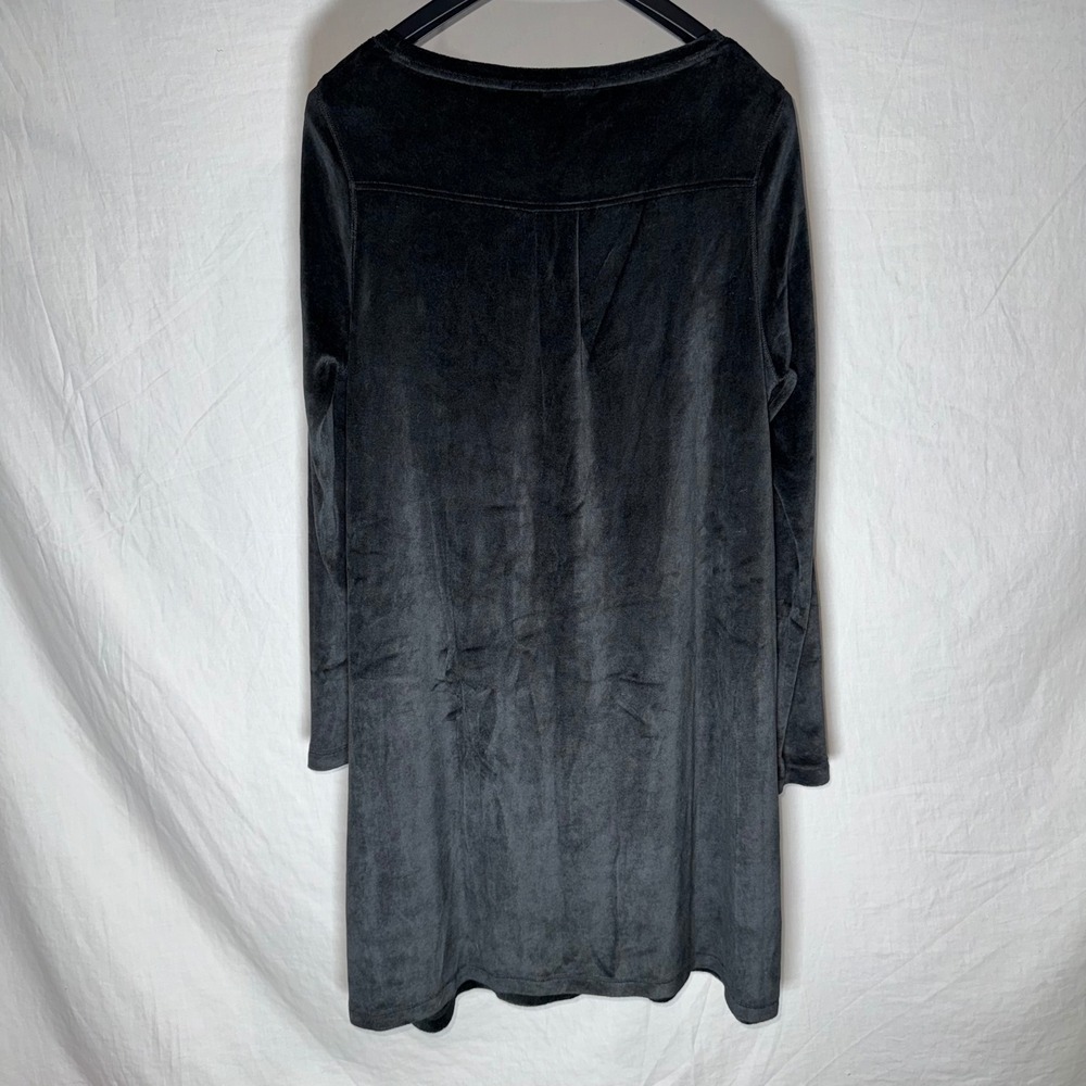 Peruvian Connection Velour Orla Dress Black Cotton Modal Shift L NEW With Tags - Picture 4 of 6